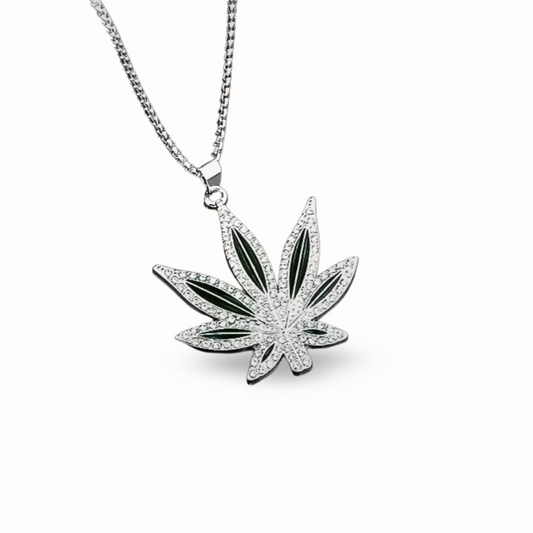 KYROX Rhinestone Leaf Pendant Necklace